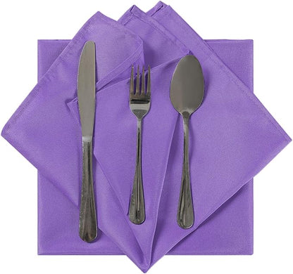 Cloth Napkins 20x20 inch Washable Polyester Dinner Napkins Soft Table Napkins for Wedding Party Dining Banquet(Purple,100PCS)