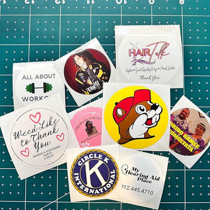 150 Custom Circle/Square BOPP Roll Labels- Personalized Stickers for Business Logo, Party, Wedding Favor, Baby Shower-Any Design Text + Image, Matte/Gloss Finish (1.5 Inch Square)