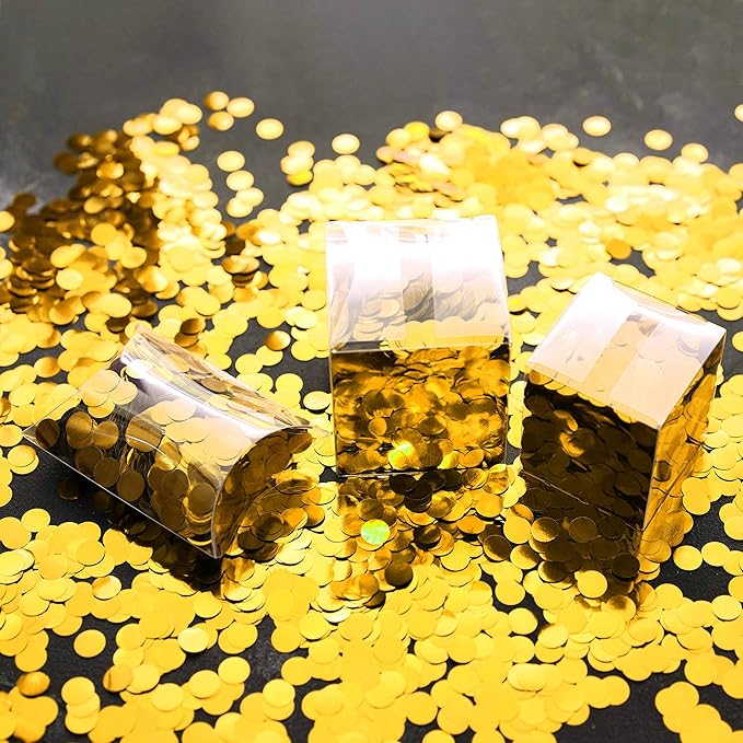 Gold Foil Mylar Round Confetti Circle Dot Graduation Wedding Table Scatter Centerpieces Baby Shower Birthday Engagement Reception Party Favors Decorations Celebrations, 60g