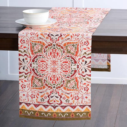 Maison d' Hermine Table Runner 100% Cotton Single Layer Table Runners 108 inches Long for Thanksgiving Christmas Decorations Home Kitchen Dining Party Wedding (Damask, 14.5" x 108")