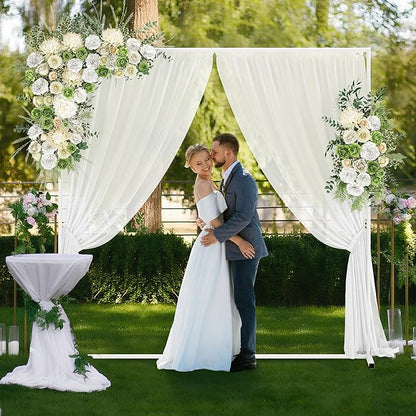 Walensee 7.9FTx6.6FT White Wedding Arch Backdrop Stand, Adjustable Square Metal Arch Frame for Ceremony Party Birthday Baby Shower Bridal AnniversaryGarden Balloon Photo Decoration