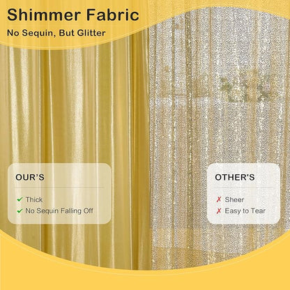 20ft x 10 ft Glitter Gold Backdrop Curtain for Parties, Wrinkle Free Non-See Through Not Fall-Off Sequin Gold Shimmer Photo Backdrop Drapes for Graduation Photography Background Cloth-4 Panels 5x10ft