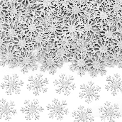 MARFOREVER Christmas Snowflake Glitter Confetti, Silver Snowflake Paper Confetti Snow Sprinkles Winter Wonderland Party Table Centerpiece for Wedding Supplies Christmas Party Decorations