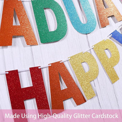 TaoBary 112 Pcs DIY Letter Kit Glitter Customizable Banner Letters Include 107 Letters and Numbers 3 Rope and 2 Needles for Birthday Halloween Christmas Wedding Valentine Party Decor(Rainbow)