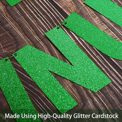 TaoBary 112 Pcs DIY Letter Kit Glitter Customizable Banner Letters Include 107 Letters and Numbers 3 Rope and 2 Needles for Birthday Halloween Christmas Wedding Valentine Party Decor(Green)