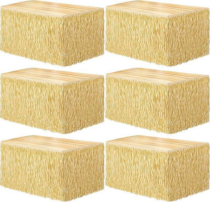 Fovths 6 Packs Luau Grass Table Skirt Fringe Straw Grass Skirt 108 x 30 Inch Hibiscus Hawaiian Table Skirts Rectangle Tropical Luau Party Decorations for Hawaiian Luau Decorations