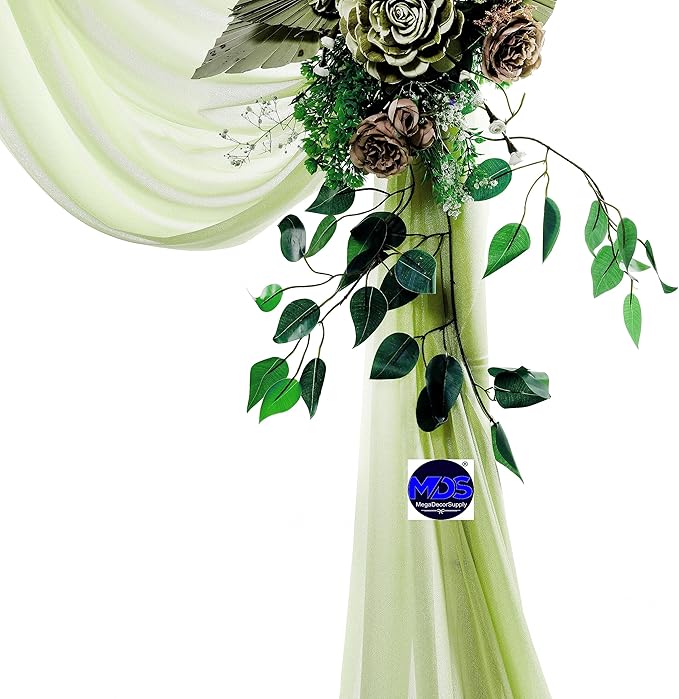 MDS Halloween Chiffon Draping Fabric - 1 Panel, 30" Wide x 40ft Long - Sheer Spooky Arbor & Canopy Drapery for Haunted House Backdrops, Party Ceilings, DIY Costumes & Themed Events - Sage Green