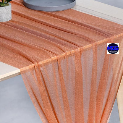 MDS Halloween Chiffon Table Runner - 1 Pack, 29 x 170 Inches, 14ft Each - Sheer Spooky Table Runners for Haunted House Parties, Trick-or-Treat Tables, Witchy Décor, Wedding & Events - Coral Peach