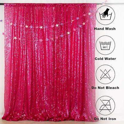 ShinyBeauty 20FTx10FT Hot Pink Sequin Backdrop - Heavy Duty Fuchsia Fabric Curtain for Photography, Weddings, Birthday Parties & Baby Showers