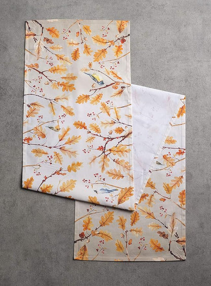Maison d' Hermine Table Runner 100% Cotton Single Layer Table Runners 60 inches Long for Thanksgiving Christmas Decorations Home Kitchen Dining Party Wedding (Oak Leaves, 14.5" x 60")