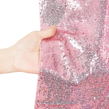 Poise3EHome 6Ft x 6Ft Fuchsia Pink Sequin Backdrop, Glitter Thick Satin Sequin Background Drapes, Sequence Backdrop for Wedding Party Holiday Festival Decor