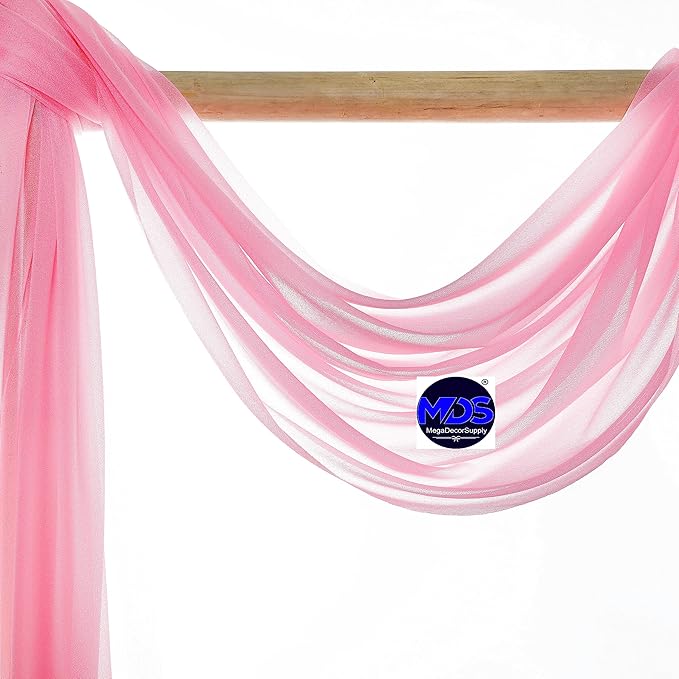 MDS Halloween Chiffon Draping Fabric - 2 Panel, 30" Wide x 30ft Long - Sheer Spooky Arbor & Canopy Drapery for Haunted House Backdrops, Party Ceilings, DIY Costumes & Themed Events - Coral