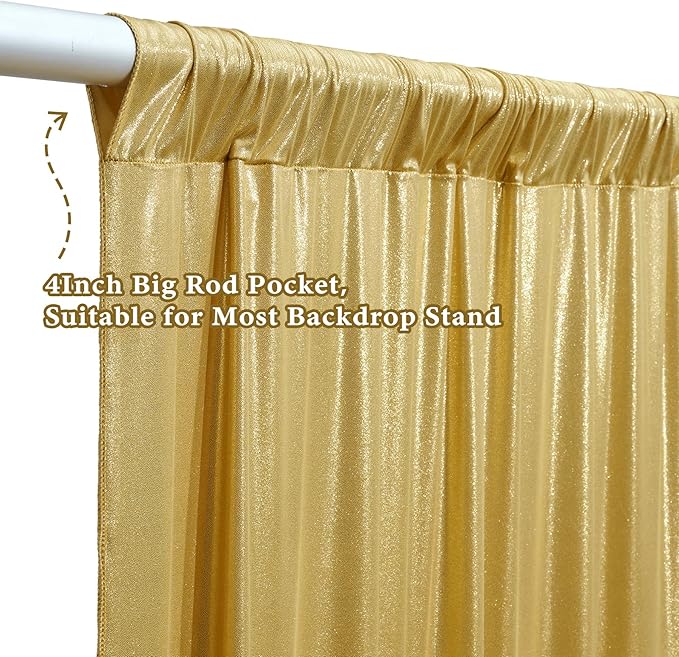 Outpain 10x10ft Gold Sequin Backdrop Curtains -Heavy Duty Gold Photography Backdrops with Non-Shedding Glitter, Wrinkle-Free Stage Drapes for Wedding/Christmas/Studio Shoots (5x10ft 2 Panels)