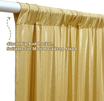 Outpain 10x10ft Gold Sequin Backdrop Curtains -Heavy Duty Gold Photography Backdrops with Non-Shedding Glitter, Wrinkle-Free Stage Drapes for Wedding/Christmas/Studio Shoots (5x10ft 2 Panels)