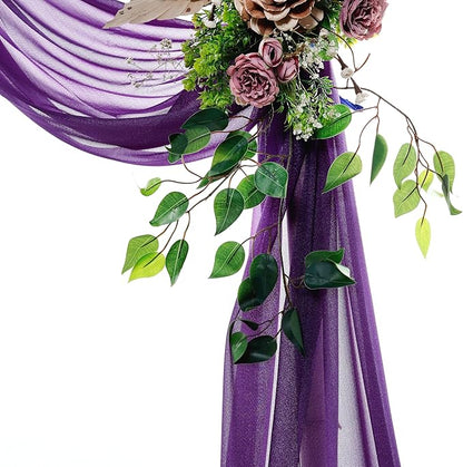VDS Pack of 1 Panel (30 Inch X 20 Feet) Wedding Arch Draping Fabric Sheer Chiffon Fabric Drapery for Wedding Ceremony Reception Swag Backdrop Canopy Chuppah ARBO Altars Decoration (Purple)