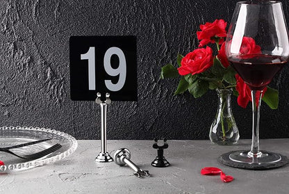New Star Foodservice 27761 Triton/Ring-Clip Table Number Holder/Number Stand/Place Card Holder, Set of 12, 4-Inch, Black