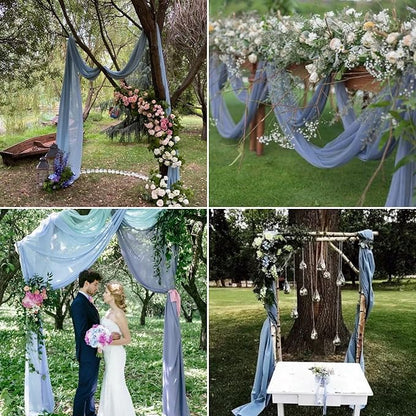 8 Panels Wedding Arch Draping Fabric 28" x 20Ft Wedding Arch Drapes Chiffon Fabric Drape Sheer Backdrop Curtain for Nuptials Party Ceremony Birthday Arbor Drapery Reception Ceiling Décor(Dusty Blue)