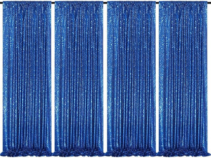 4 Pack Royal Blue Curtains 2ftx8ft Sequin Backdrop Drapes for Birthday Wedding Party Photo Backdrop Decorations