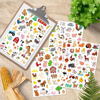 Farm Animal Stickers Cute Farm Barnyard Cow Sheep Horse Decal Sticker 875 Counts Party Gifts Goodie Bags Decor School Reward Birthday Party Favors Water Bottle Sticker Laptop Invitation Decor