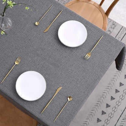 maxmill Flaxy Faux Linen Table Cloth with 2-Tone Slubby Texture Wrinkle Resistant Anti-Shrink Soft Tablecloth for Kitchen Dining Tabletop for Buffet Banquet Parties Rectangle 52 x 70 Inch Charcoa