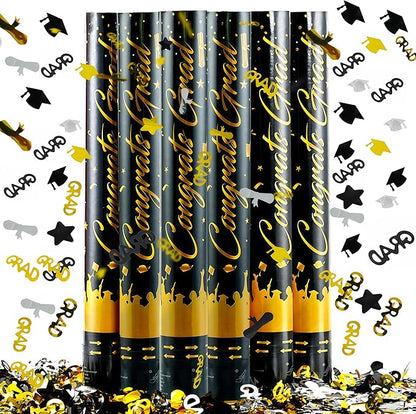 16 inch Graduation Confetti Poppers,Confettis Cannons Bulk with Diploma GRAD Star&Cap Design for Graduation Ceremony Party Favor Supplies,Class Toss Ceremony,Class of 2025 Confetti (2Pack)