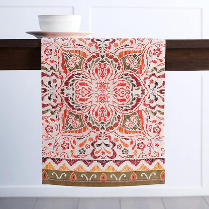 Maison d' Hermine Table Runner 100% Cotton Single Layer Table Runners 108 inches Long for Thanksgiving Christmas Decorations Home Kitchen Dining Party Wedding (Damask, 14.5" x 108")