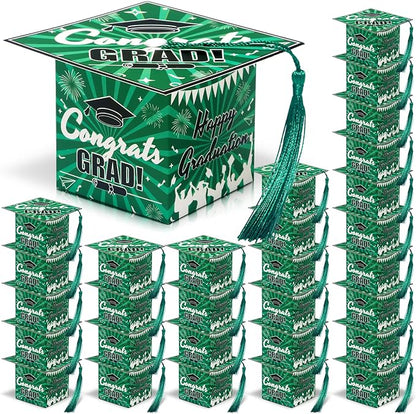 COTOPHER 36 Pack Mini Graduation Cap Gift Boxes, Class of 2025 Graduation Candy Boxes with Tassel, Small Treat Chocolate Box Centerpieces for Tables Party Decorations Graduate Favors Supplies