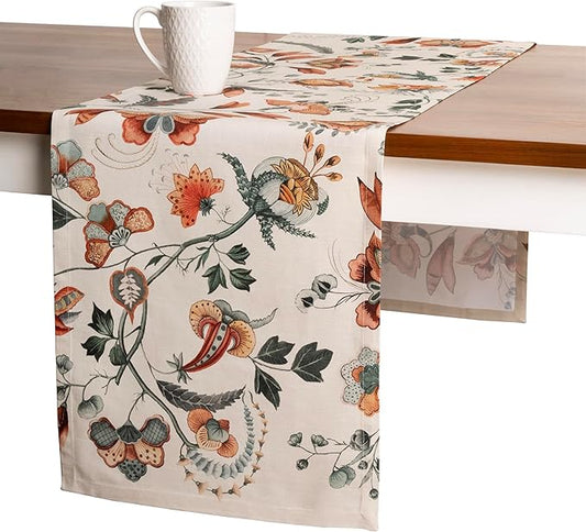 Maison d' Hermine Table Runner 100% Cotton Single Layer Table Runners 72 inches Long for Thanksgiving Christmas Decorations Home Kitchen Dining Party Wedding (Dalida, 14.5" x 72")