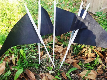 12 Pack Black Pennant Flags Small Mini Hand Held Solid Color Pennant On Sticks Flags with 12.6"Solid Pole & Spear Top,Party Events Celebration,School,Grand Opening,Kids Birthday,Sports Clubs,Flower Pot