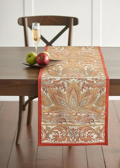 Maison d' Hermine Table Runner 100% Cotton Single Layer Table Runners 48 inches Long for Thanksgiving Christmas Decorations Home Kitchen Dining Party Wedding (Kashmir Paisley, 14.5" x 48")