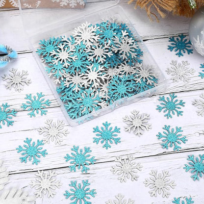 MARFOREVER Christmas Snowflake Glitter Confetti, Silver Blue Snowflake Confetti Snow Sprinkles Winter Wonderland Party Table Centerpiece for Wedding Supplies Christmas Party Decorations