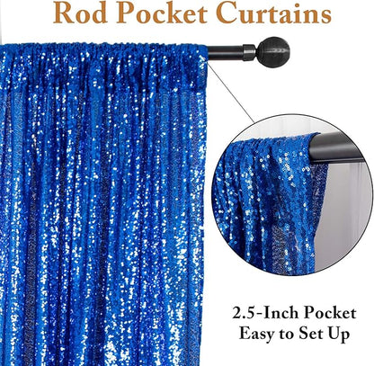 ShinyBeauty Sequin Royal Blue Backdrop Curtain 4Ftx7Ft Photo Backdrops Blue Photograph Background Shimmer Curtains for Party, Wedding, Birthday, Graduation, Holiday