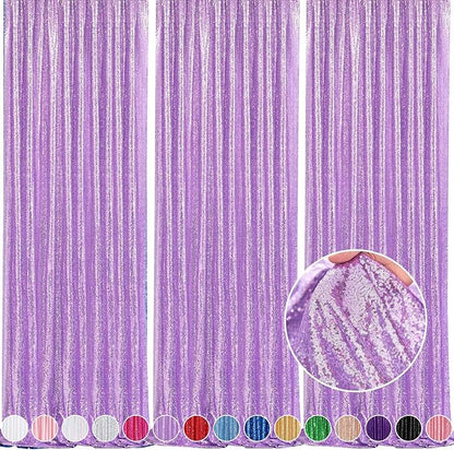 Glitter Curtain Backdrop Sequin Panels: Light Purple Sequin Background Drapes 2FTx8FT Sparkle Fabric Baby Bridal Shower Party Decorations