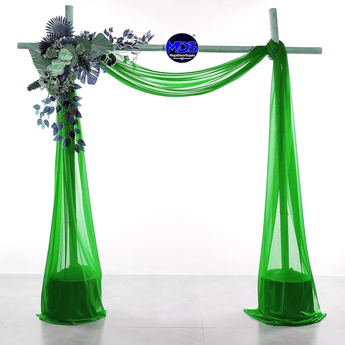 MDS Halloween Chiffon Draping Fabric - 2 Panel, 30" Wide x 30ft Long - Sheer Spooky Arbor & Canopy Drapery for Haunted House Backdrops, Party Ceilings, DIY Costumes & Themed Events - Green