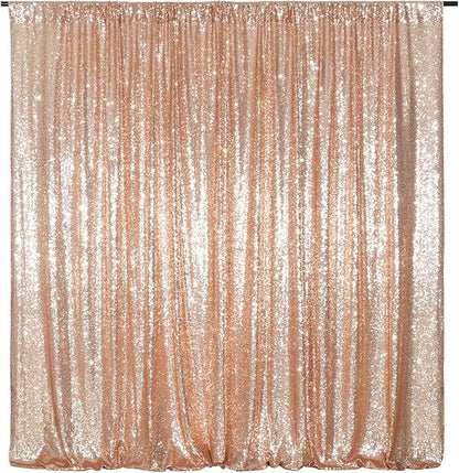 Poise3EHome Rose Gold Sequin Backdrop, 20Ft x 10Ft Glitter Photography Background Curtains for Party Baby Shower Wedding Birthday Christmas Thanksgiving Halloween Decoration