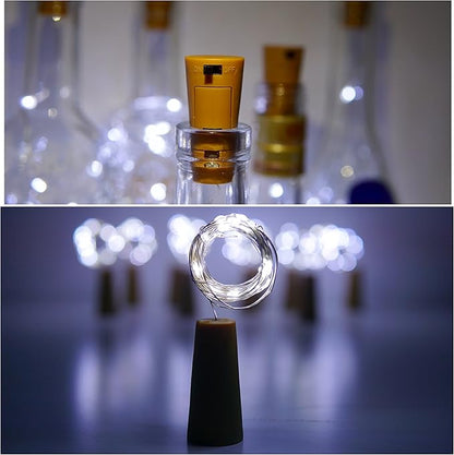 Wine Bottle Lights with Cork, 10 Pack Battery Operated LED Cork Shape Silver Copper Wire Colorful Fairy Mini String Lights for DIY, Party, Decor, Christmas, Halloween,Wedding (Cool White)