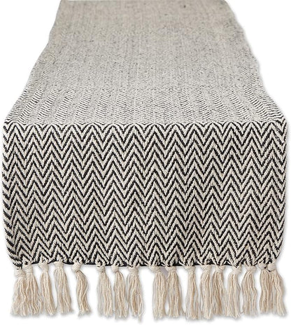 DII Woven Basic Tabletop Collection, Chevron Table Runner, 15x72, Black