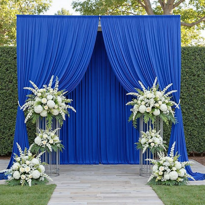 40ftx10ft Wrinkle Free Royal Blue Backdrop Curtains for Party Background, Silky Polyester 8 Panels Photo Backdrop Drapes Back Drop Cloth for Wedding Birthday Photography Baby Shower Decor