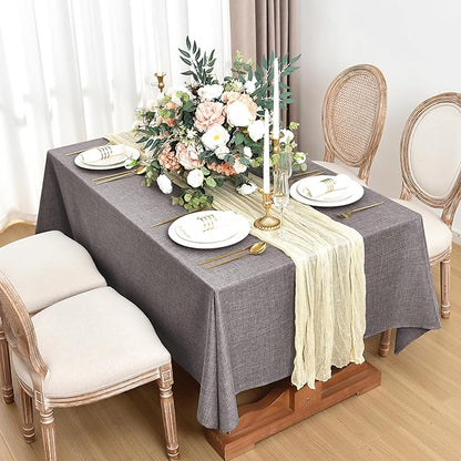 Fitable Faux Linen Tablecloths for Rectangle Tables: Water & Stain Resistant Farmhouse Table Cloth, Washable Burlap Textured Table Covers for Kitchen Dining Party(2 Pack, 60x102 Inch, Stone)