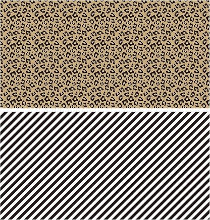 WRAPAHOLIC Reversible Leopard Wrapping Paper - Mini Roll - 17 Inch X 33 Feet - Leopard Print with Metallic Foil Shine and Stripe Design for Birthday, Holiday, Baby Shower