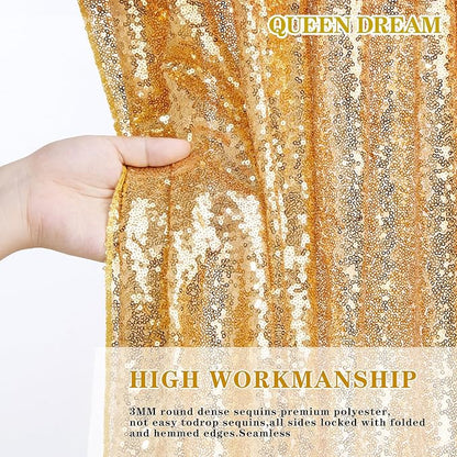 Gold Sequin Backdrop Curtain Drapes - Glitter Gold Curtains 6 Pieces 2ftx8ft Wedding Background Party Stage Birthday Decorations