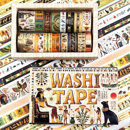 Mooker 16 Rolls Washi Tape Set - Decorative Tape Egyptian Style, Craft Tape for Journaling Supplies, Scrapbooking Supplies, Journaling Supplies, DIY Crafts, Junk Journal Supplies, Scrapbook Paper