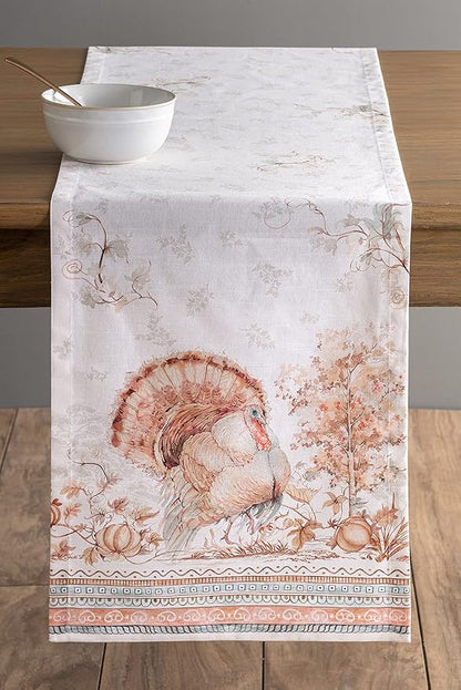 Maison d' Hermine Table Runner 100% Cotton Single Layer Table Runners 72 inches Long for Thanksgiving Christmas Decorations Home Kitchen Dining Party Wedding (Giving Thanks, 14.5" x 72")