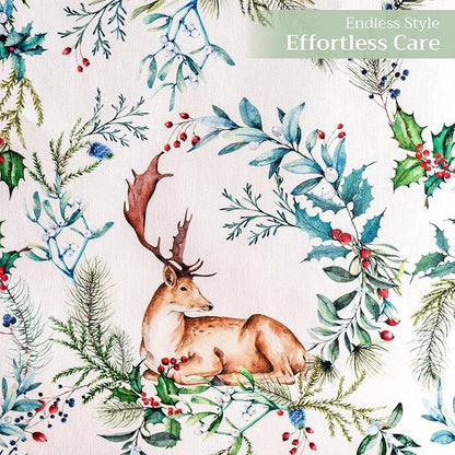 Maison d' Hermine Table Runner 100% Cotton Double Layer Table Runners 72 inches Long for Thanksgiving Christmas Decorations Home Kitchen Dining Party Wedding (Holly Time, 14.5" x 72")