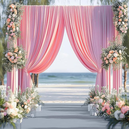 10ftx12ft Wrinkle Free Pink Backdrop Curtain, 2 Panels 12FT Height Pink Wedding Backdrop Drapes, Silky Polyester Back Drop Cloth for Birthday Photography Background Party Backdrop Draping