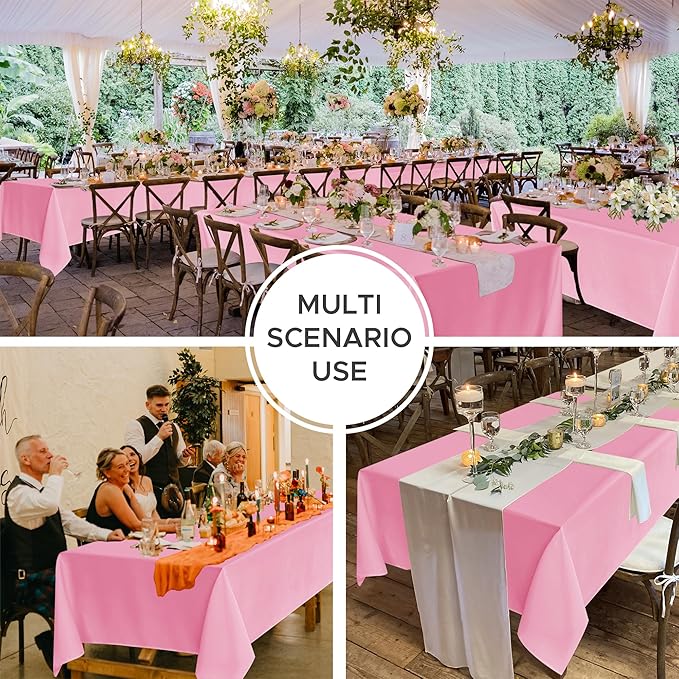 Fitable 8 Pack Table Cloth Rectangle Table: Stain and Wrinkle Resistant Tablecloth Rectangular, Washable Polyester Tablecloths for Wedding Party Dining Banquet Event Catering(Pink, 70x108 Inch)