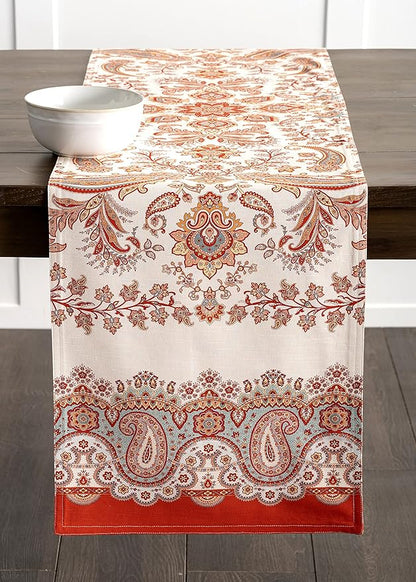 Maison d' Hermine Table Runner 100% Cotton Double Layer Table Runners 72 inches Long Decorative for Home Kitchen Dining Party Baby Shower Wedding Bridal Shower (Cachemire, 14.50" x 72")
