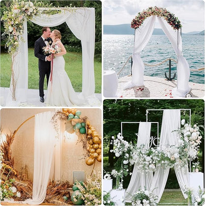 Wedding Arch Draping Fabric 3 Panels 28.7" x 20FT White Sheer Chiffon Backdrop Drapes for Wedding Ceremony Birthday Party Bridal Shower Outdoor Decoration