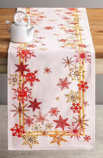 Maison d' Hermine Table Runner 100% Cotton Double Layer Table Runners 108 inches Long Decorative for Home Kitchen Dining Party Baby Shower Wedding Bridal Shower (Crystal Star, 14.50" x 108")