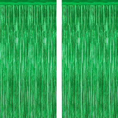2 Pack Tinsel Backdrop, 3.28 FT x 7.05 FT Green Party Decorations, Metallic Football Backdrop Curtains Tinsel Curtains Streamer Backdrop, Party Supplies Wall Decor for Football Party Birthday